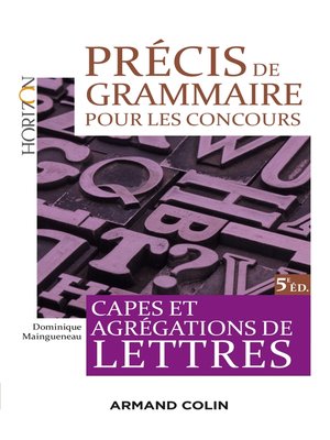 cover image of Précis de grammaire pour les concours--5e éd.